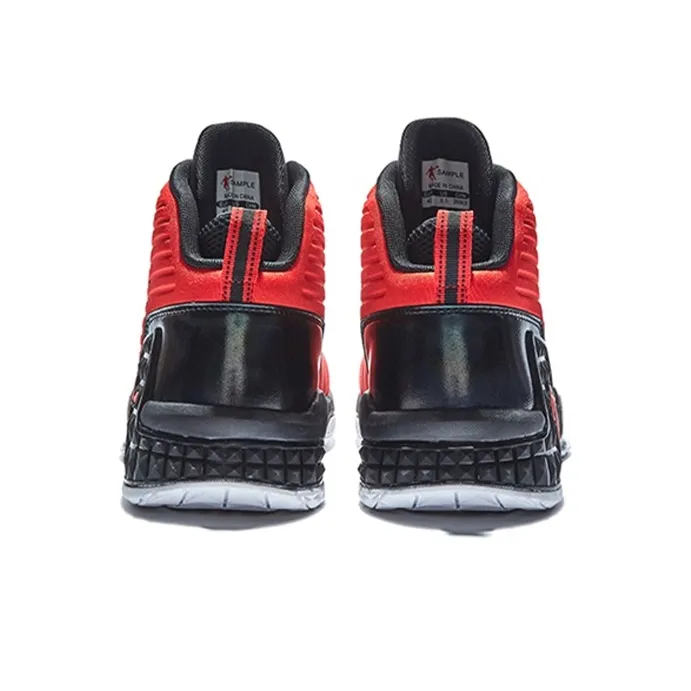 QIAODAN Grinding 1 Basketball Shoes Men High Top Red Black-4