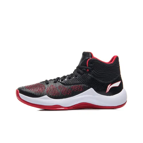 LiNing SONIC 5 Mid Top Basketball Shoes Men's Black Red