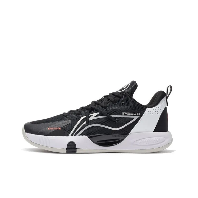 LINING Speed 8 Basketball Shoes Men Low Top Black/Standard White-0