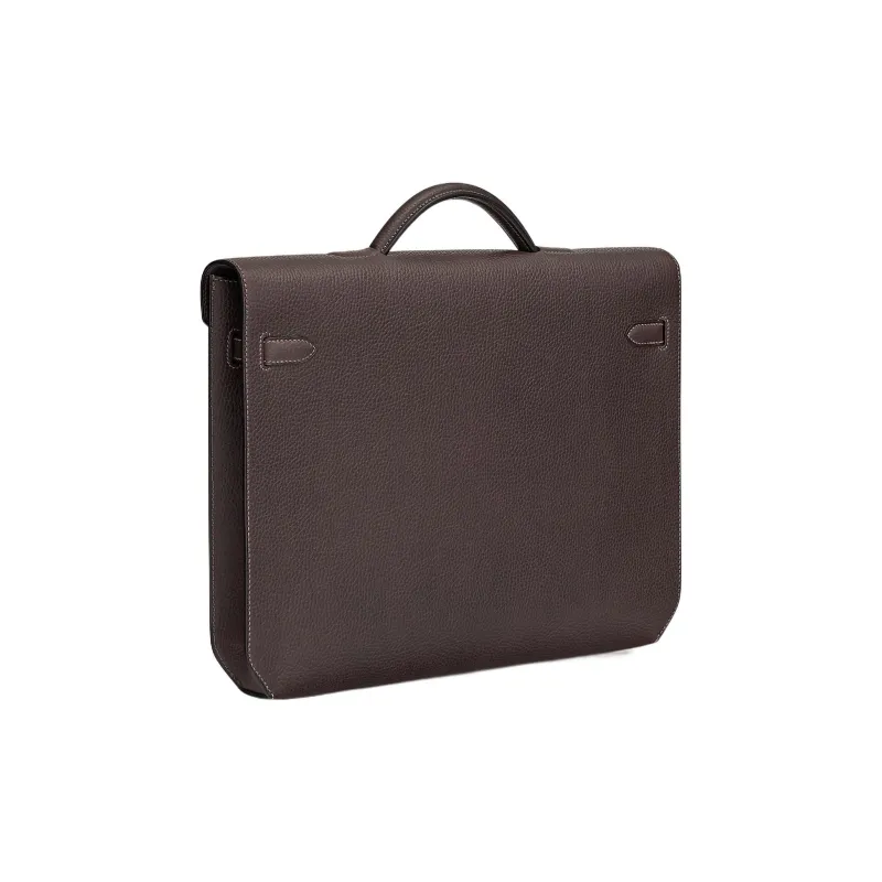 HERMES Kelly Depeches Cow Leather Business Bag Briefcase Portable Men's 46 Ebony Wood Color-2