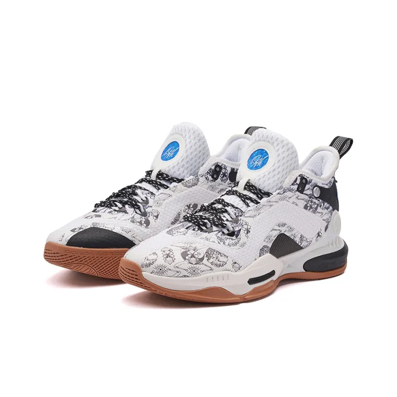 361° AG 2 Aaron Gordon AG2 Totem Cushioning Anti-Slip And Wear-Resistant Mid-Top Basketball Shoes Knitted Fabric White-2