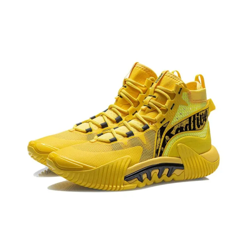 LiNing Badfive 2 Wear Resistant Slip Resistant High Top Performance Basketball Shoes Men's Yellow-2