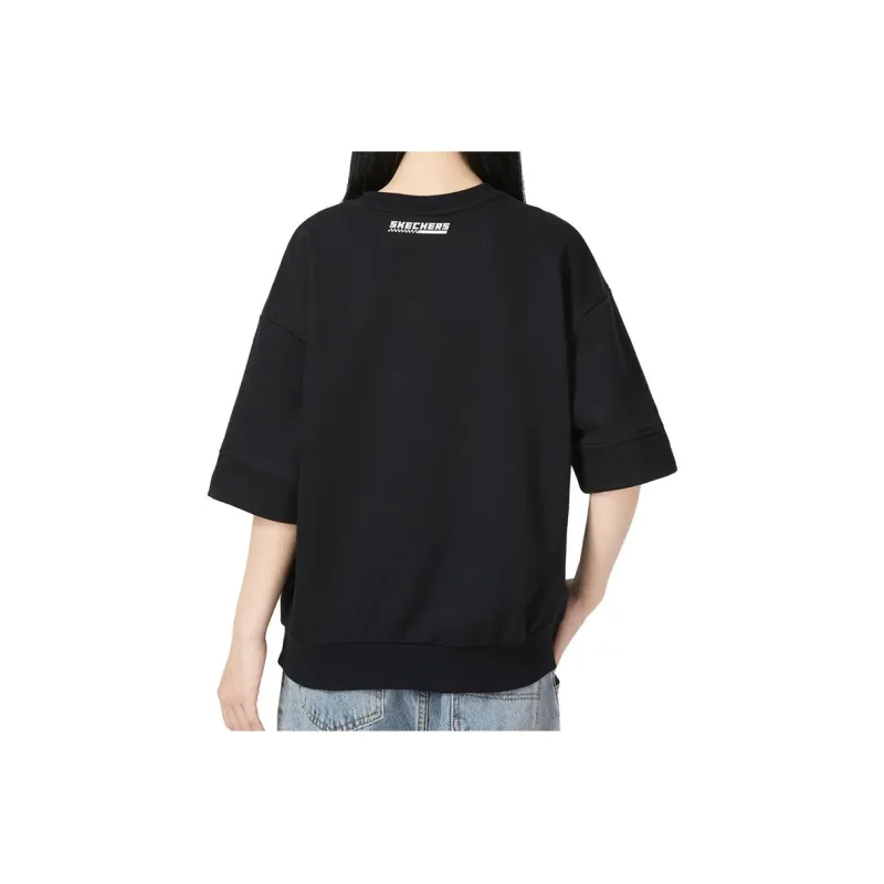 Skechers Drop Shoulder Sleeve T Shirt Women's Carbon Black-1