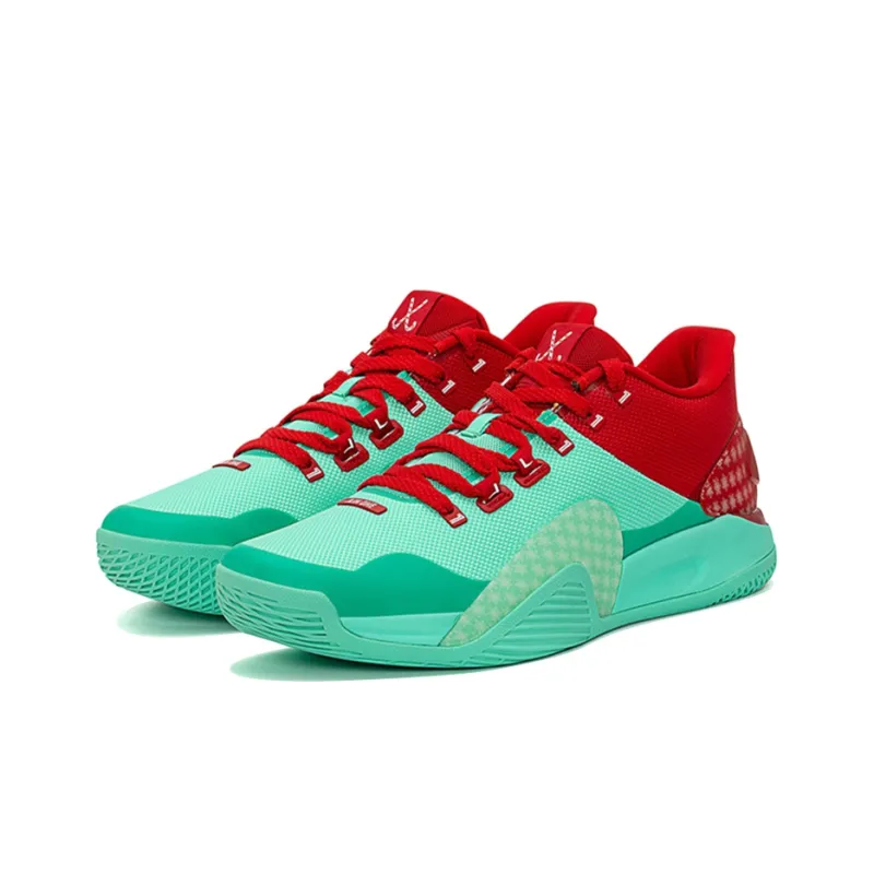 XTEP Lin Generation Low Top Basketball Shoes Men's Red Green-2