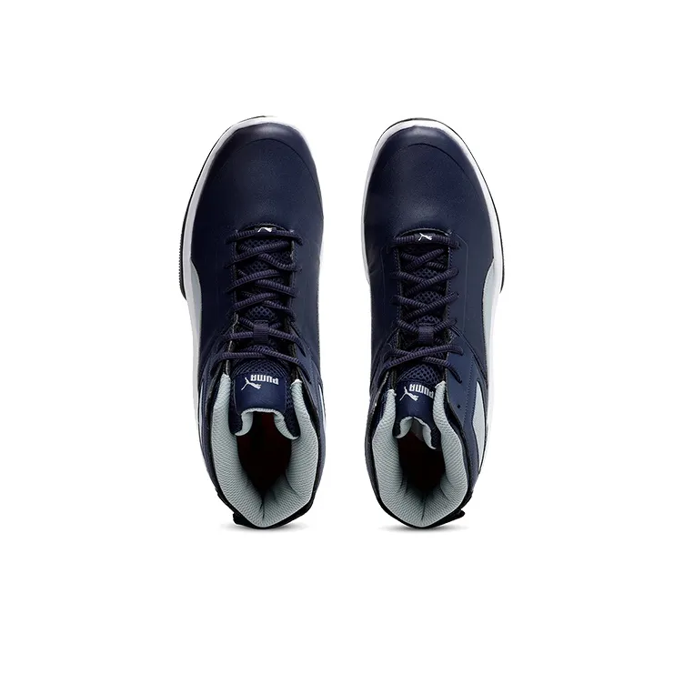 PUMA REBOUND Bbx Mesh Idp Cushioning Anti-Slip And Wear-Resistant High-Top Basketball Shoes Men's Blue Gray White-2