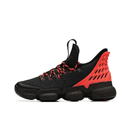 ANTA Basketball Shoes Men Low-Top Black/Fluorescent Bright Deep Red