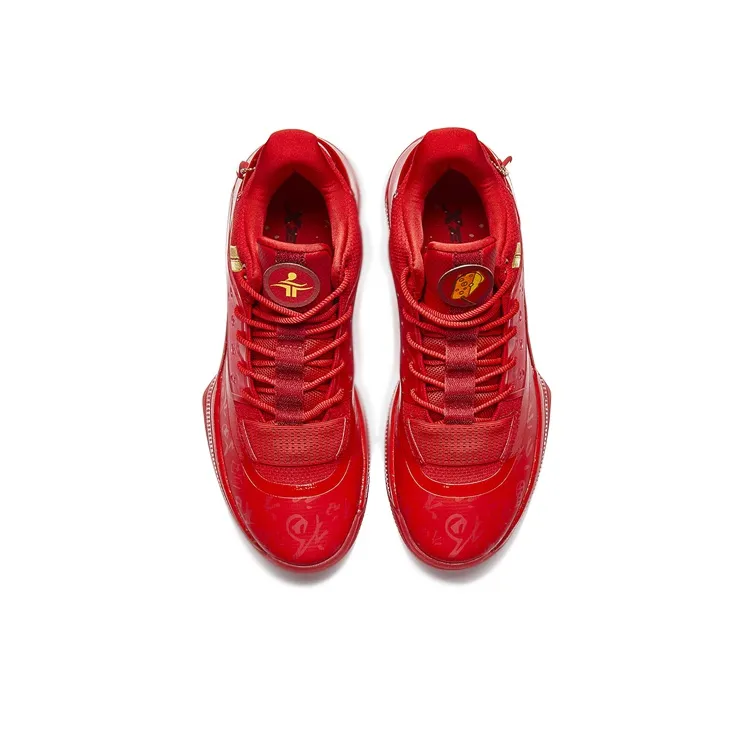 XTEP Levitation 4 Jlin Combat Boots Non slip Lightweight Low Top Performance Basketball Shoes Men's China Red-2