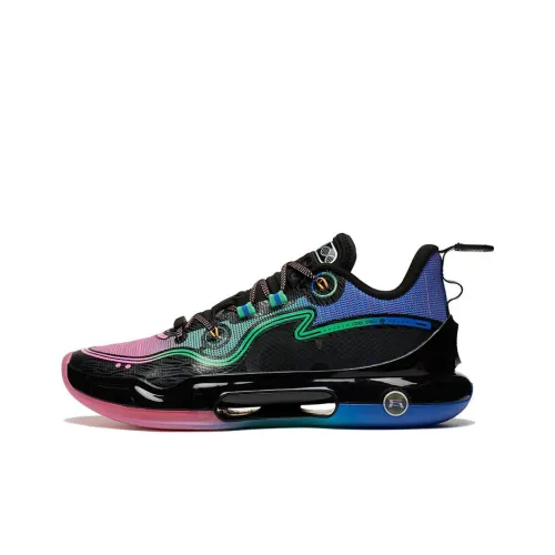 LINING Evolution LOW Basketball Shoes Men Low-Top Black/Pink Blue