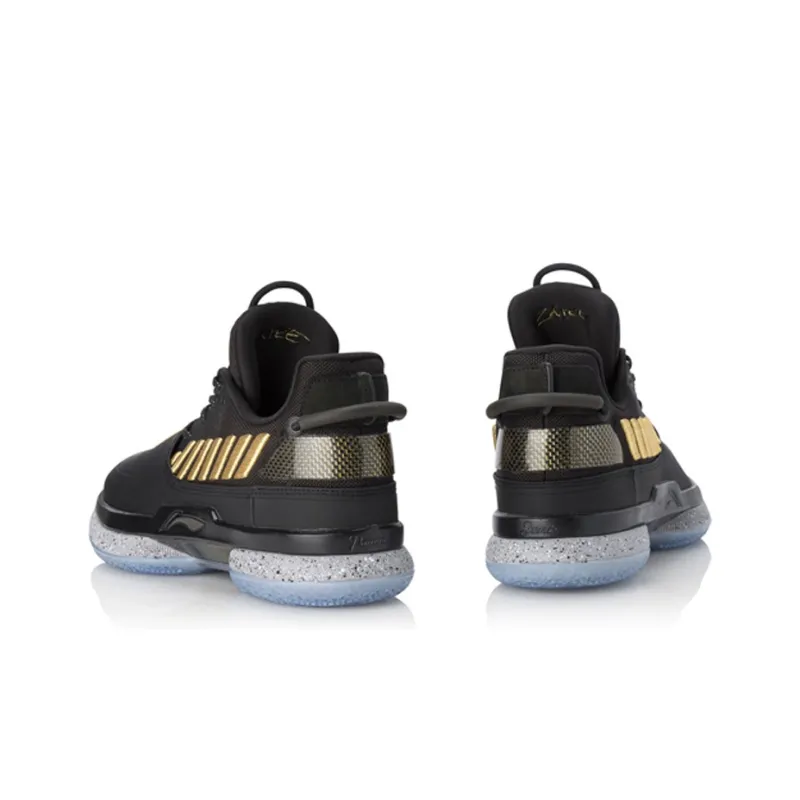 LiNing WOW 7 Anti Slip Wear Resistant Low Top Basketball Shoes Men's Black Gold-3