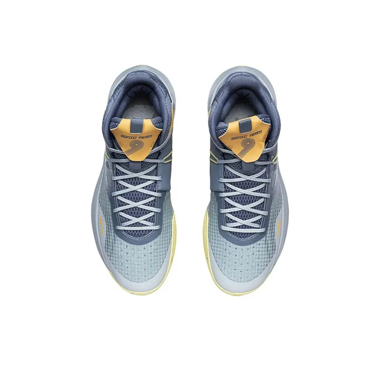 LINING Sonic 9 Team Basketball Shoes Men Mid Top Flint Blue/Cloud Gray Blue-3