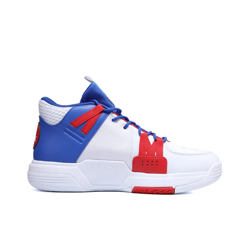 PEAK Shock Absorbers With Slip Resistant And Abrasion Resistant Properties Mid Top Basketball Shoes Men's White Red-1