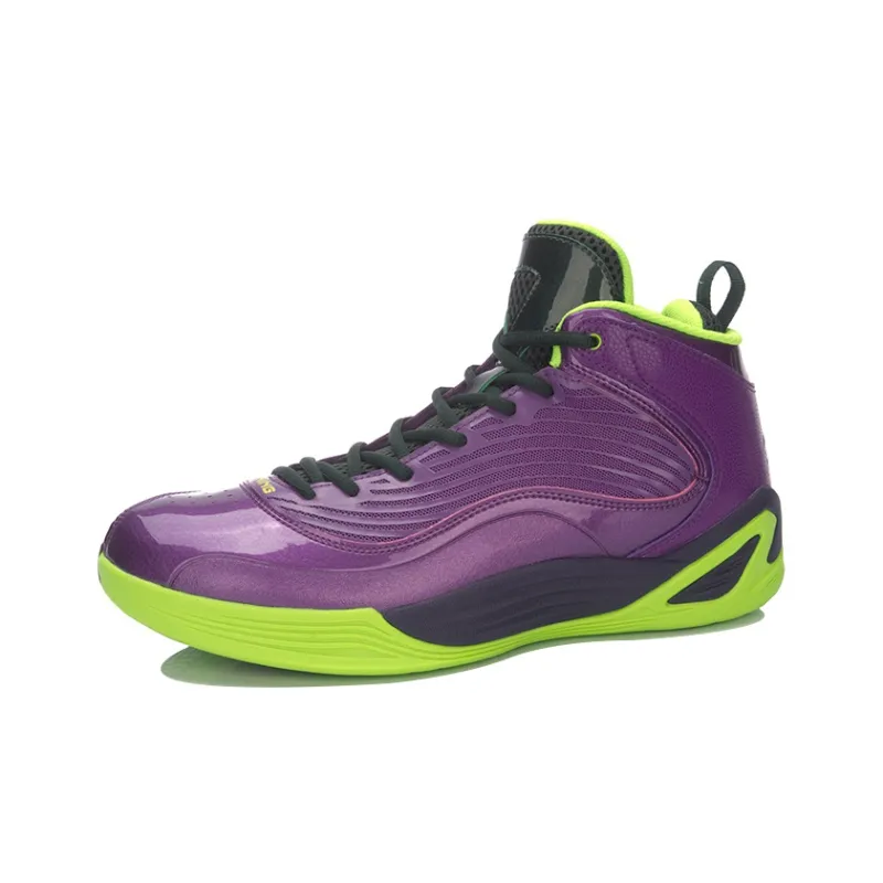 LiNing Killer Whale II Mid-Top Basketball Shoes Unisex Purple Green-1