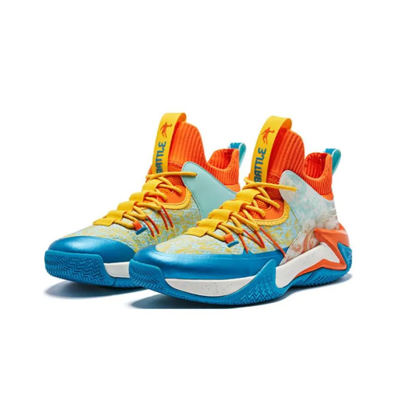 QIAODAN Broken Shadow Cushioned Slip Resistant Low Top Basketball Shoes Orange-2