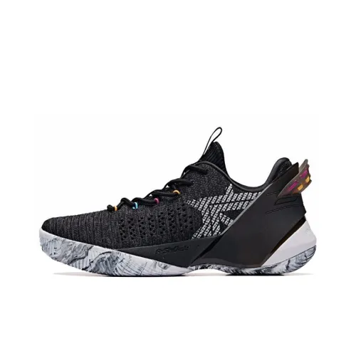 ANTA Basketball Shoes Men Low-Top Black/ANTA White/Saffron