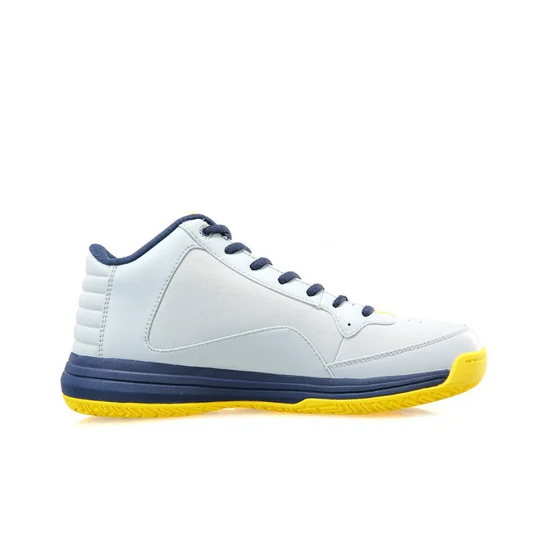 PEAK Basketball Shoes Men Mid Top Glacier Gray/Sparkling Yellow-1