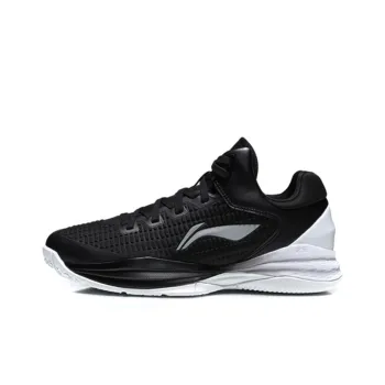 LiNing Night Stalker Professional Competition Shoes Non slip Lightweight Low Top Basketball Shoes Men's Black White