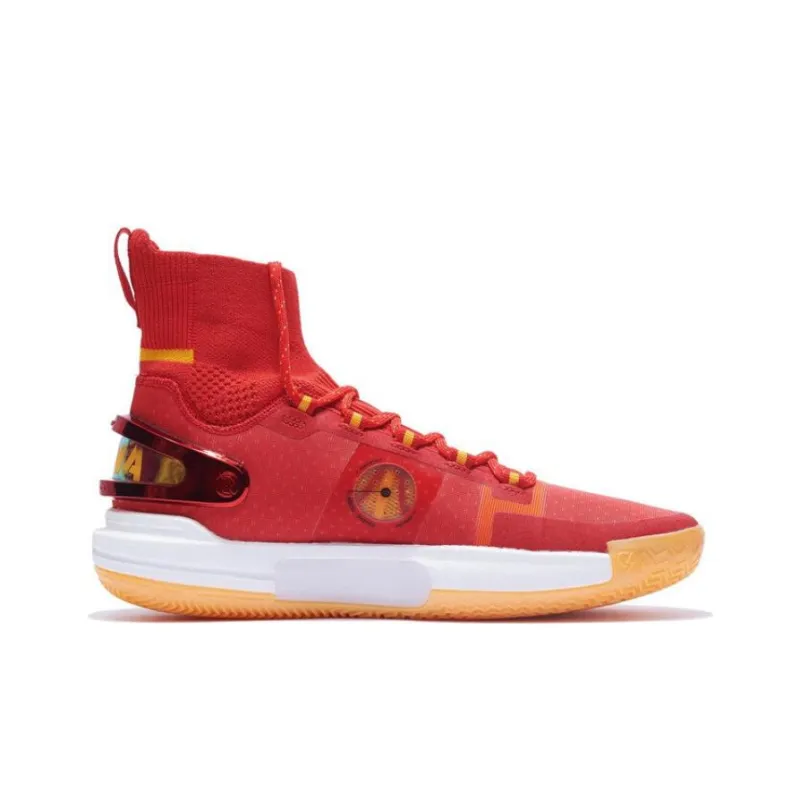 LiNing Speed 9 Ultra Cushioning Anti-Slip And Wear-Resistant High-Top Basketball Shoes Bright Neon Red-1