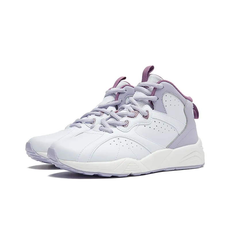361° QU!KFOAM Game Ready Trendy Outfit Slip Resistant Shock Absorbers High Top Basketball Shoes Women's White Purple-1