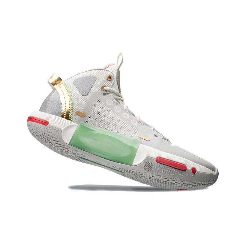 LiNing Shadow 4 Lightweight Rebound Mid-Top Basketball Shoes Gray Green-1