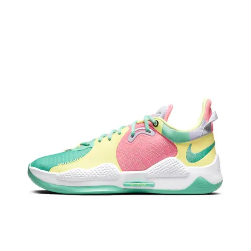 Nike PG 5 Basketball Shoes Men Low-Top White/Green/Pink/Yellow