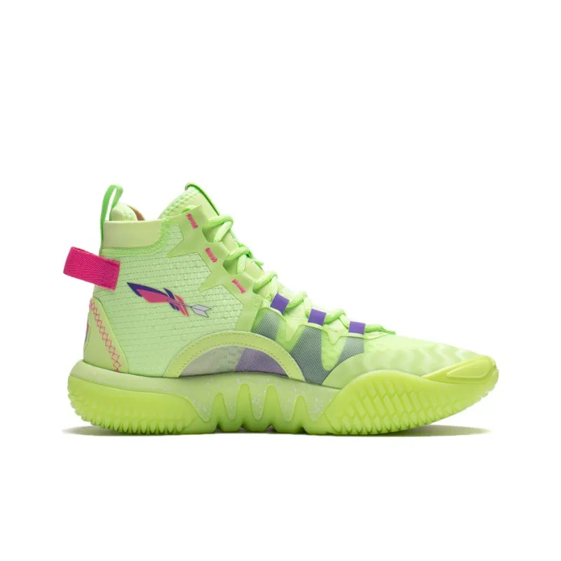 LiNing Badfive 2 Cushioning Anti-Slip And Wear-Resistant High-Top Performance Basketball Shoes Green Red Blue-1