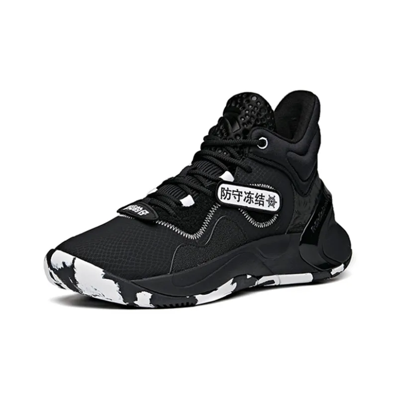 Anta Anti-Slip Wear-Resistant Breathable Lightweight Mid-Top Performance Basketball Shoes Men's Black White-2