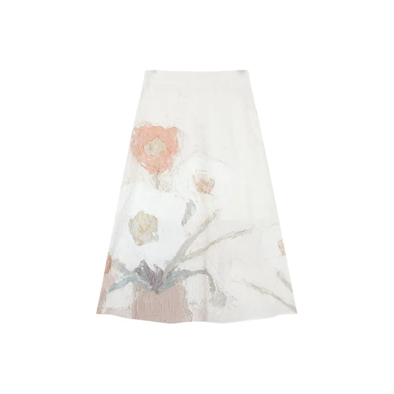 DIALOGUE To White X Feng Wei Artist Co titled Series Casual Long Skirts Women's Desktop Flowers-1