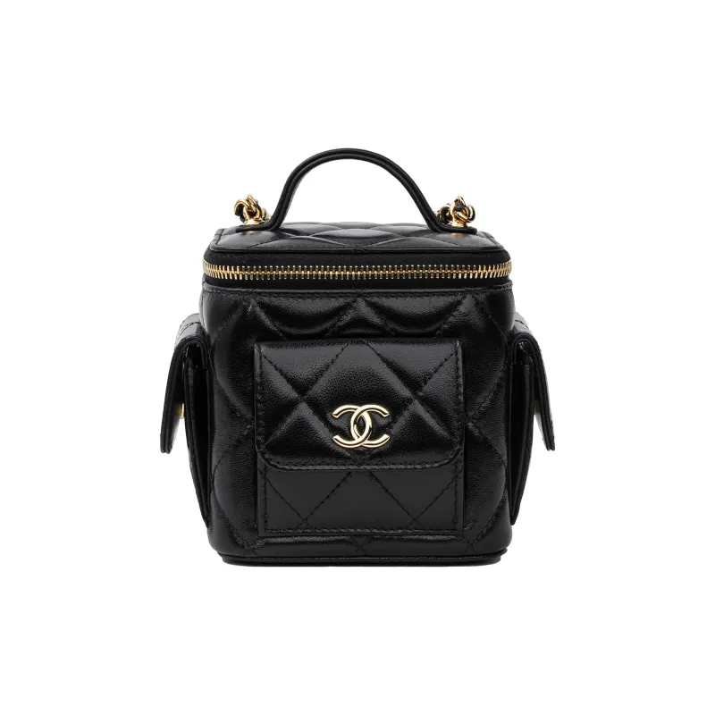 CHANEL 22K Autumn And Winter Sheepskin Shoulder Bag, Crossbody Bag, Makeup Bag Women's Black-1