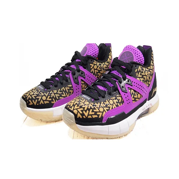 LINING WOW 5 Basketball Shoes Men Low Top Purple-3