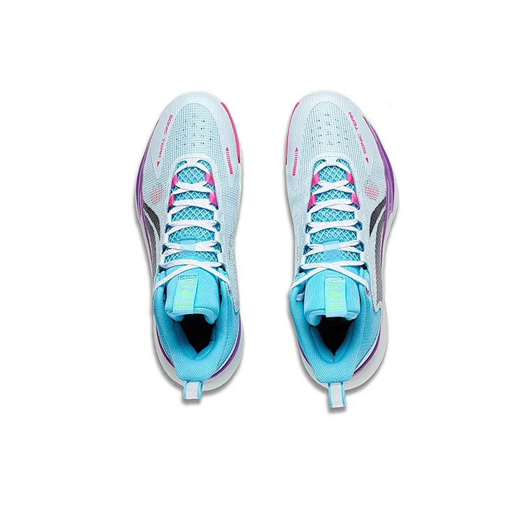 LiNing SONIC Team Slip Resistant Support Rebound Low Top Basketball Shoes Men's Blue Purple-2
