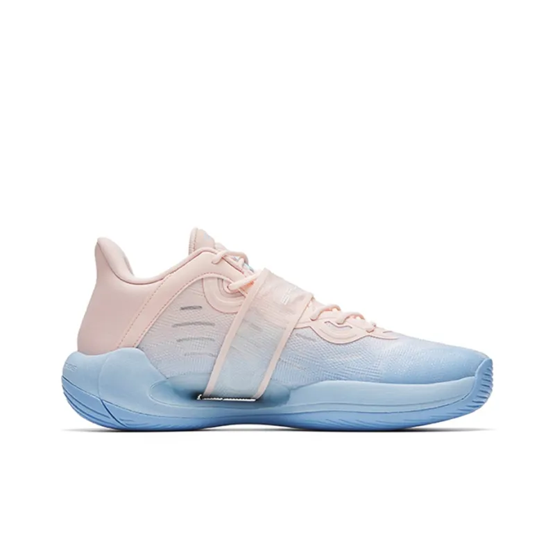 Anta Water Flower 4 LA Nitrogen Technology Abrasion Resistant Breathable Low Top Basketball Shoes Men's Pink Blue-1