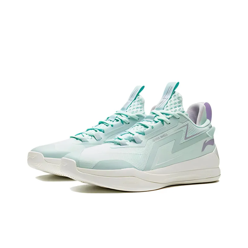 LiNing Flash 2.0 Abrasion Resistant Breathable Low Top Basketball Shoes Men's Light Ice Blue-3