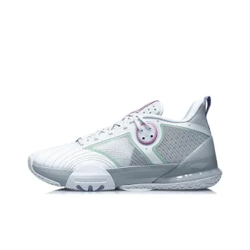 LiNing 6 Throughout The Day Cushioning Anti Slip Wear Resistant Breathability Low Top Basketball Shoes White Gray