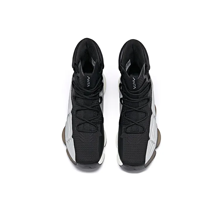 NASA x Anta Cushioning Anti-Slip And Wear-Resistant High-Top Performance Basketball Shoes Black Silver-3