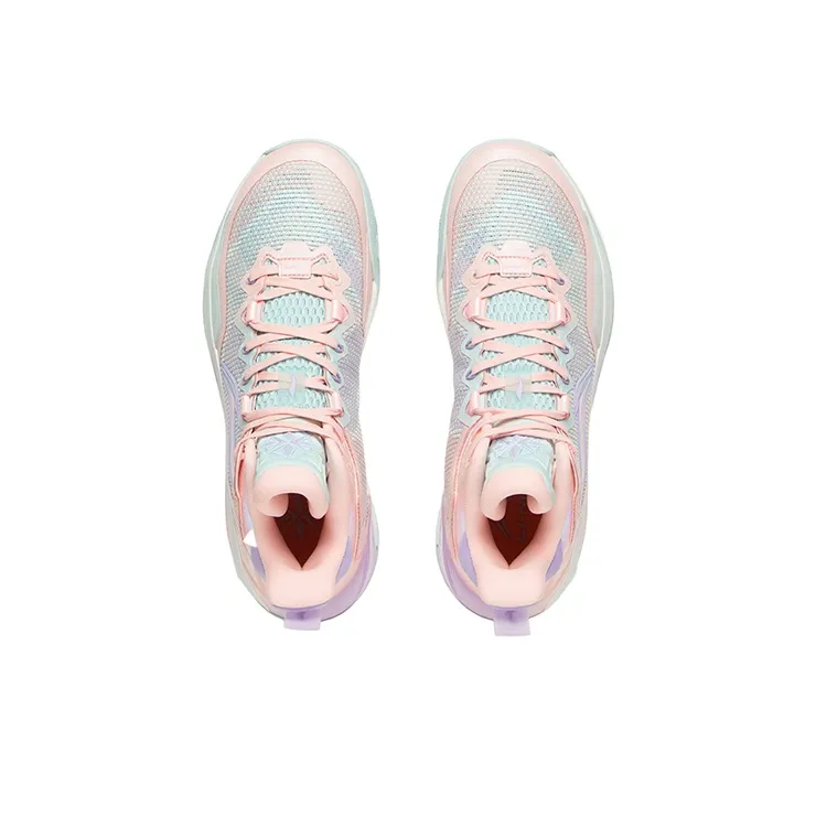 LINING Liren 3 Basketball Shoes Men Mid Top Fluorescent Light Pink/Aqua Blue-2