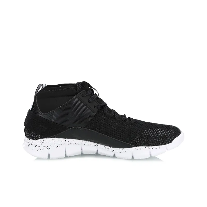 LiNing Mid Top Basketball Shoes Unisex Black White-1