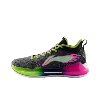 LINING YuShuai 13 Boom Basketball Shoes Men Low Top Ebony Black/Lime Green