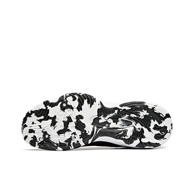 Anta Cushioning Anti Slip And Wear Resistant Low Top Basketball Shoes Men's Black White-4