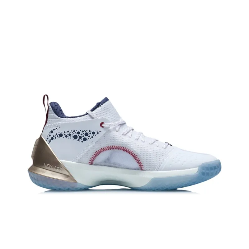 LiNing All Day 6 V2 Cushioning Anti-Slip And Wear-Resistant Coverage Support Mid-Top Basketball Shoes Men's White Blue-1