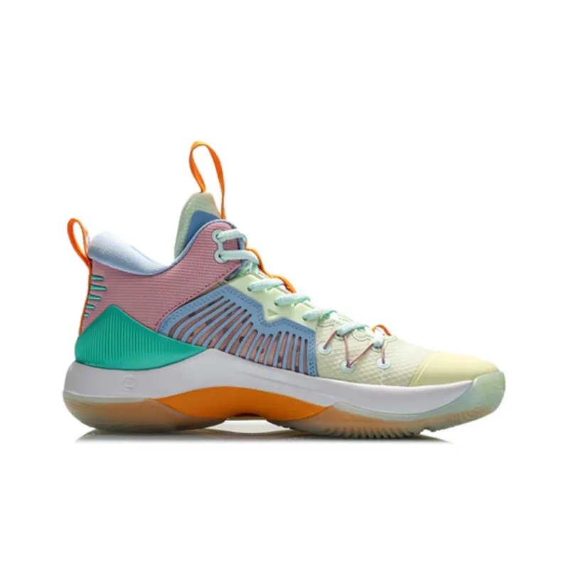 LiNing Liren 1 Cushioning Anti-Slip And Wear-Resistant Mid-Top Performance Basketball Shoes Green Red Blue-1