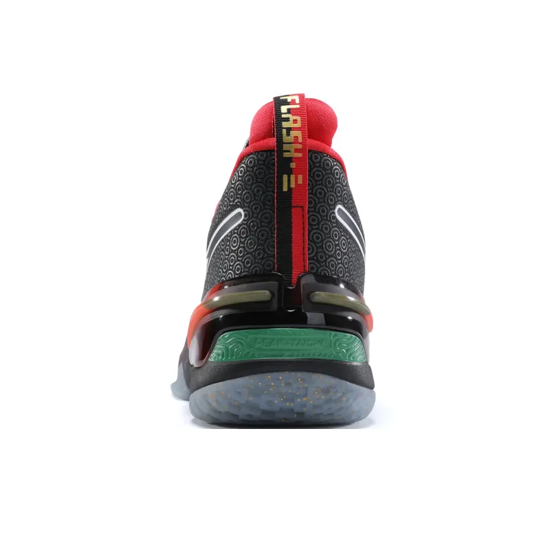 PEAK Flash 3 Cushioning Anti-Slip Wear-Resistant Coverage Support Rebound Mid-Top Taichi Basketball Shoes Black White-3