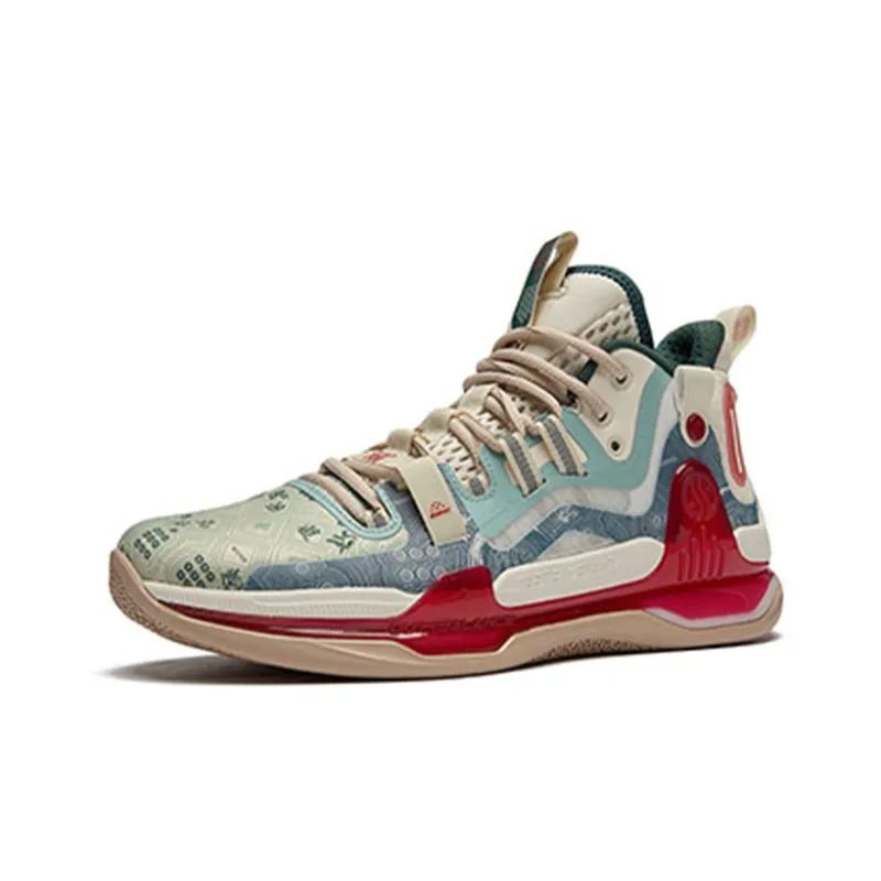 361° AG1 Pro Non slip Wear resistant Shock Absorption High Top Basketball Shoes Men's White Red Blue-1