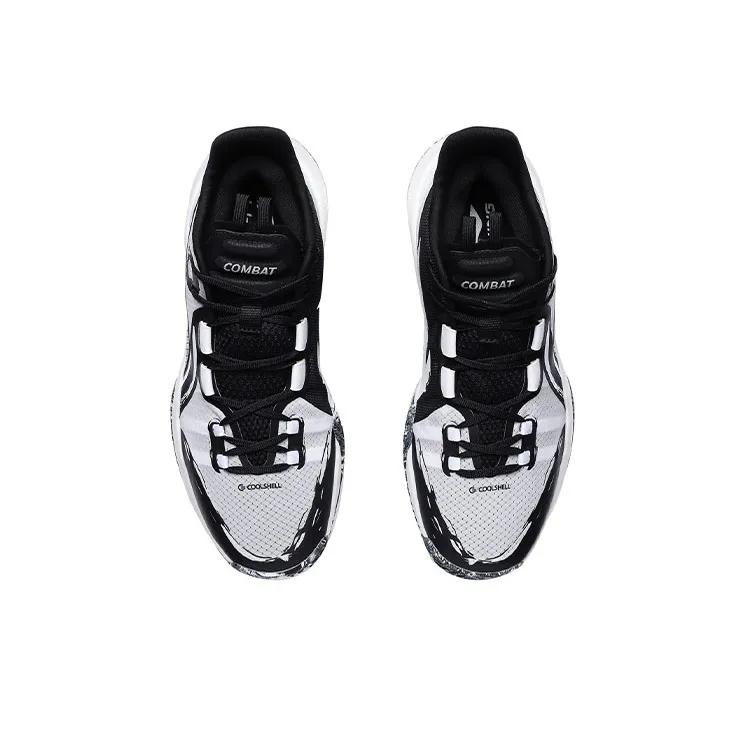 LiNing Combat Low Cushioning Anti-Slip And Wear-Resistant Low-Top Basketball Shoes Black White-3