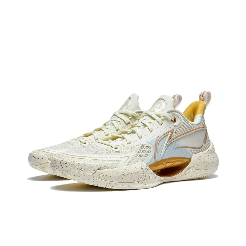 LiNing Super Light V2 Breathable Support Cushioning Wear Resistant Rebound Low Top Basketball Shoes Men's Beige Brown-2