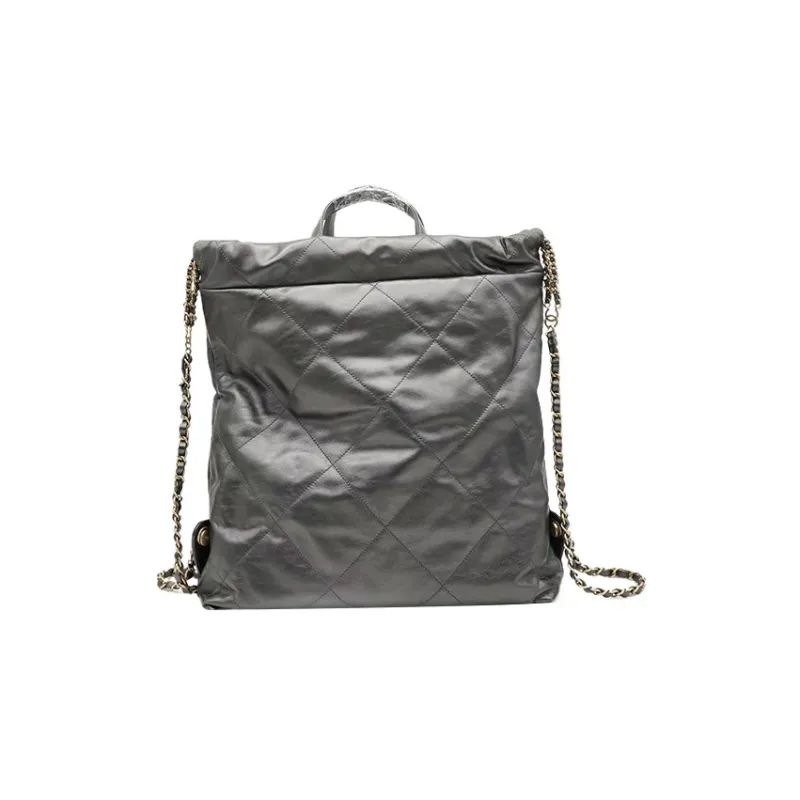CHANEL 22Bag Calfskin Backpack Tubas Women's Ruthenium Metal/Dark Gray-2