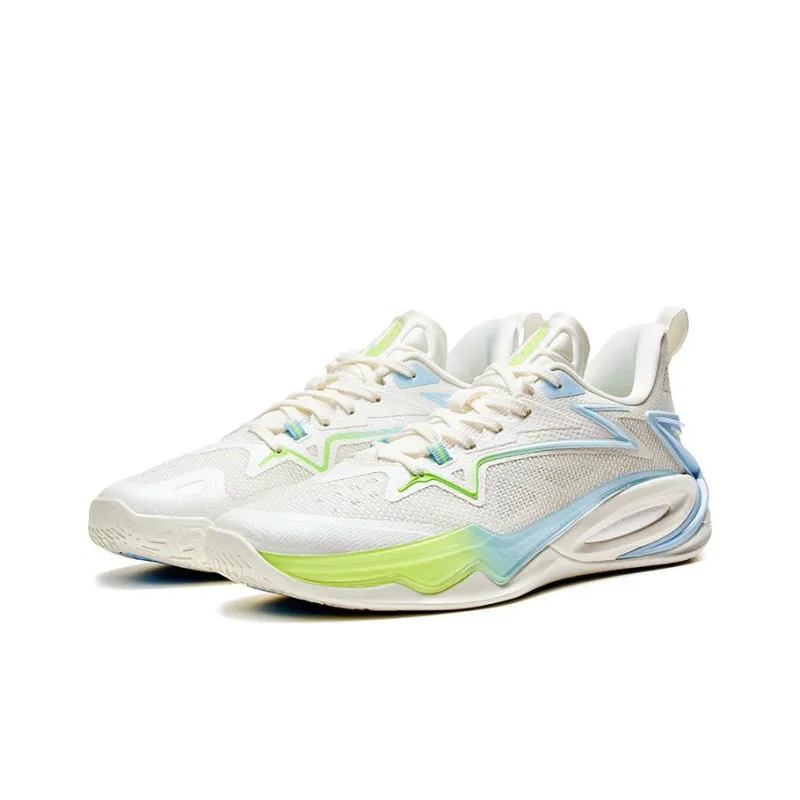 XTEP Light Attack 2 Generations Cushioning Anti Slip And Wear Resistant Low Top Basketball Shoes Men's White Blue Green-2