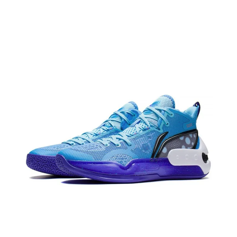 LiNing YuShuai 16 Cushioning Anti-Slip And Wear-Resistant Mid-Top Basketball Shoes Moon White Blue-2