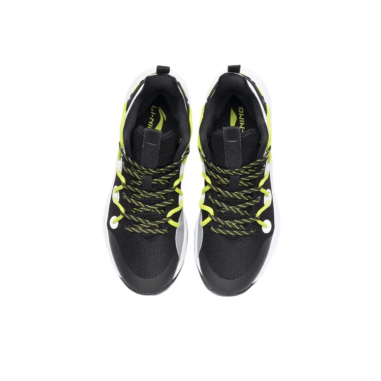 LiNing Speed Team Abrasion Resistant Slip Resistant Low Top Basketball Shoes Black White-2