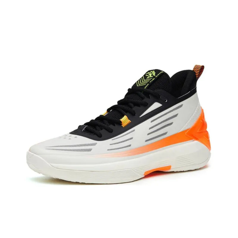 Anta Attack 5 Mutation Cushioning Anti Slip And Wear Resistant Low Top Basketball Shoes Men's White Orange-1