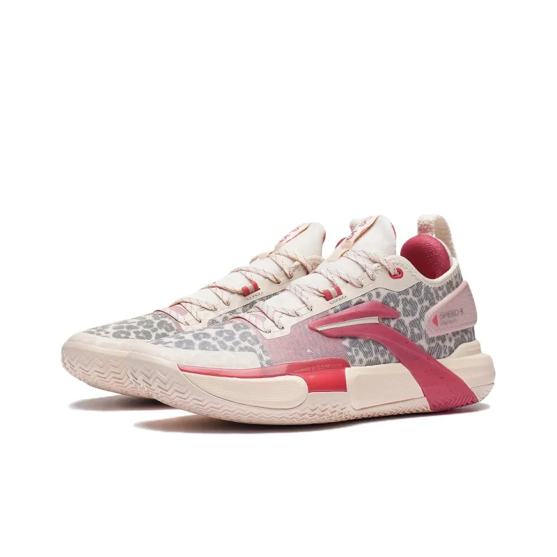 LINING Speed 9 Premium Basketball Shoes Men Low Top Light Gray Pink-2